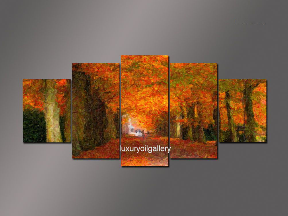 ציור חמישה חלקים של שדרת עצים 